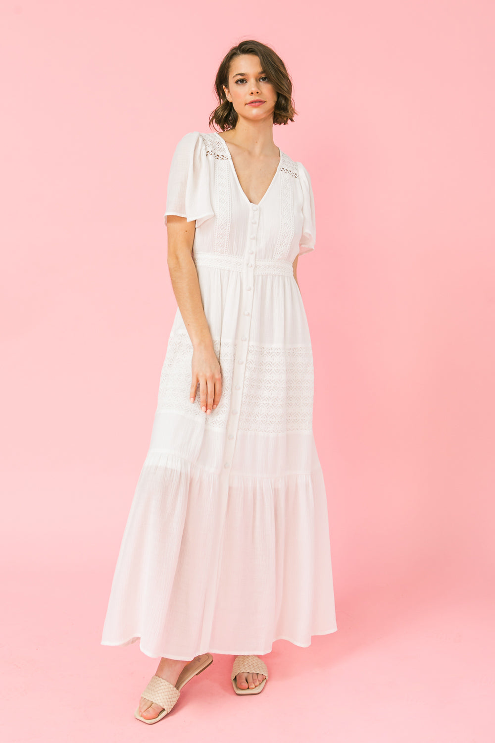 TIERS TO SUMMER IVORY WOVEN MAXI DRESS