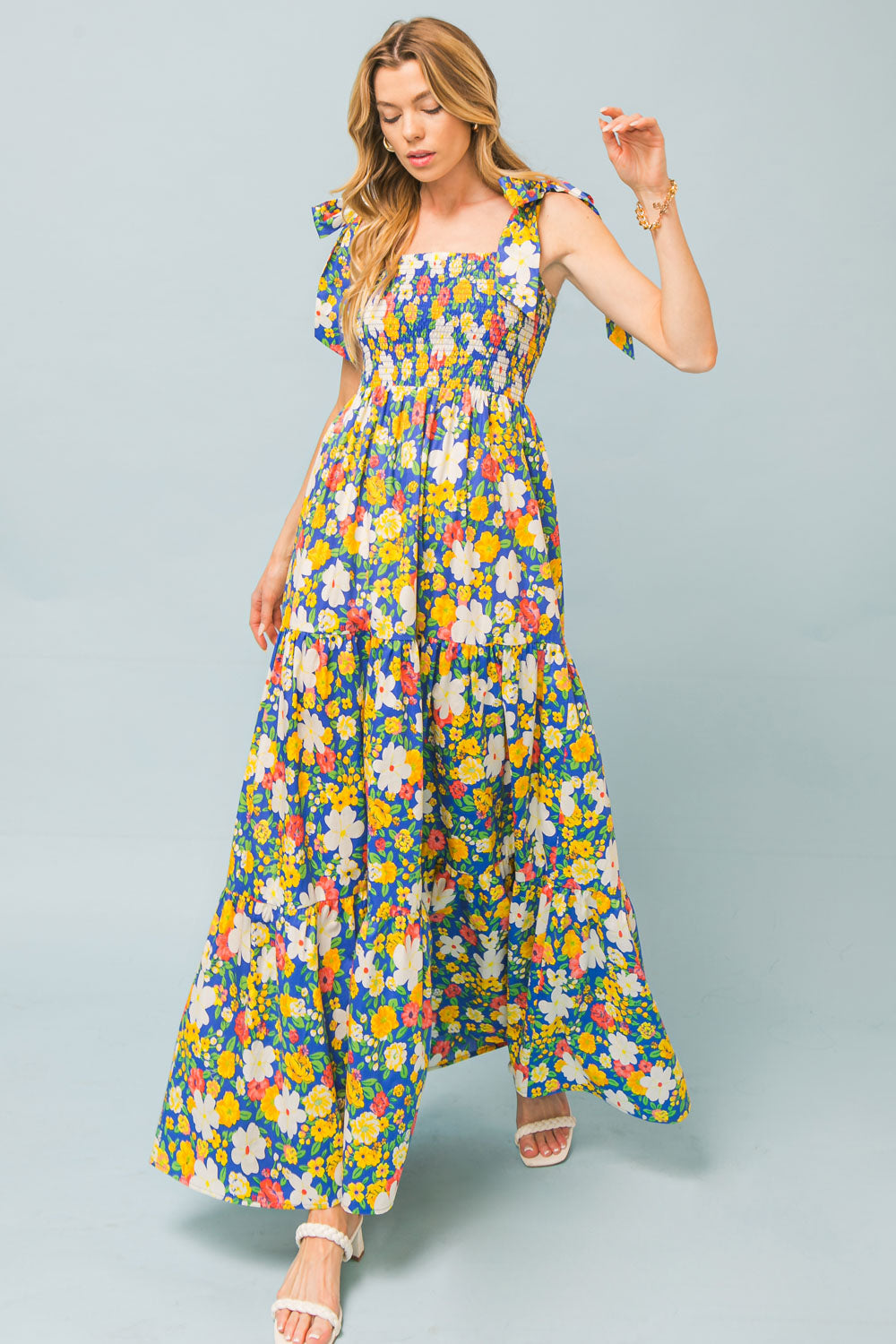 BEAUTIFUL ESSENCE FLORAL WOVEN MAXI DRESS