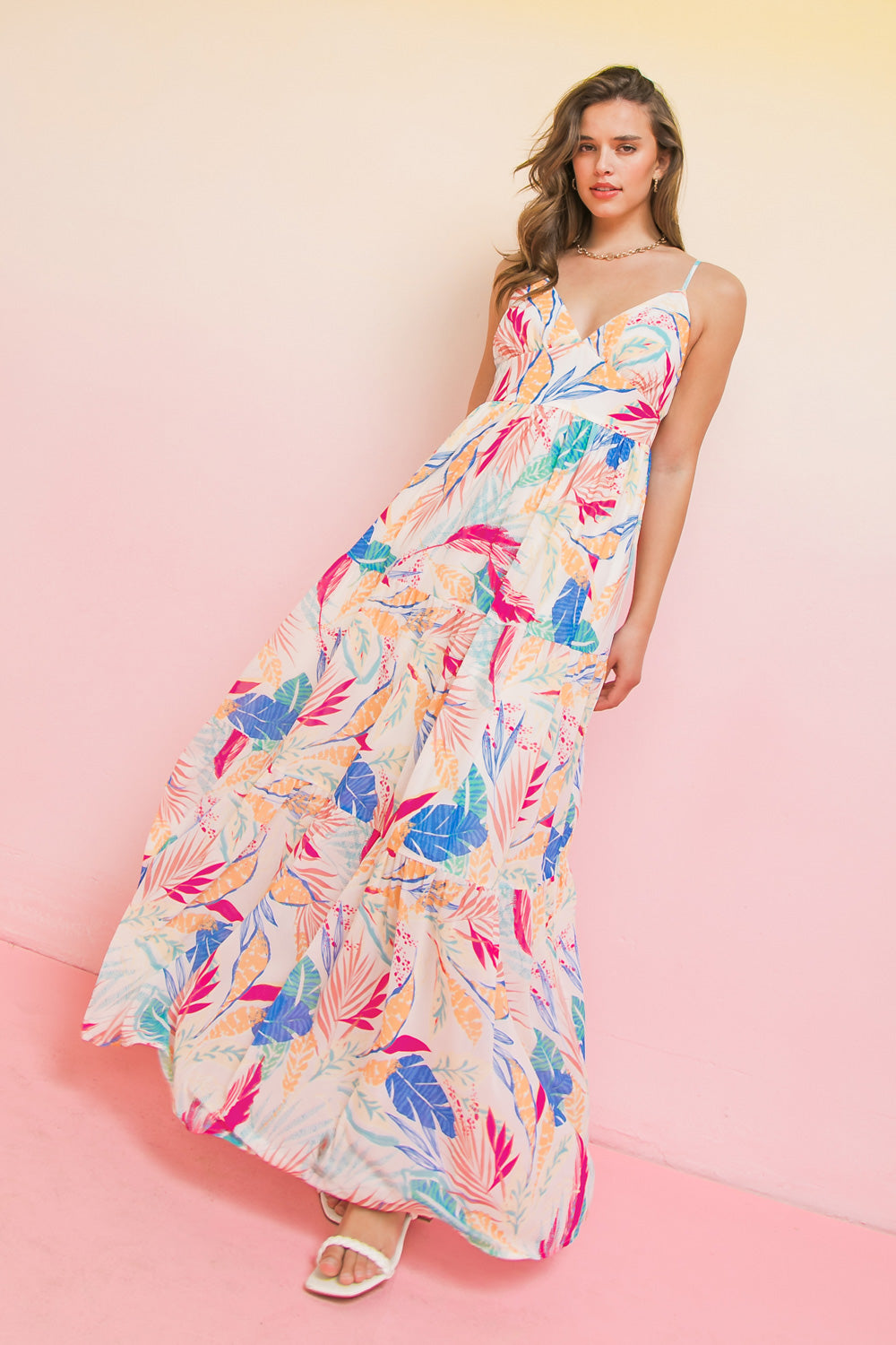 FANCY FLORALS WOVEN MAXI DRESS