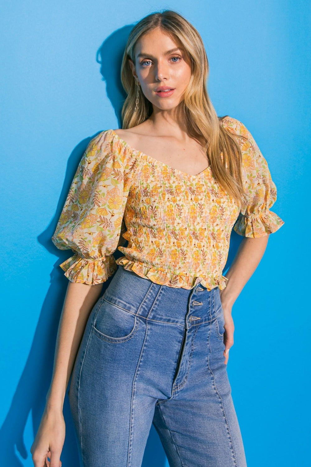 STEPPING OUT WOVEN TOP.