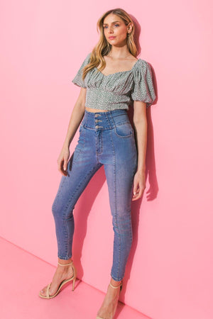 SUMMER CHECKERED WOVEN CROP TOP.