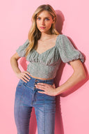 SUMMER CHECKERED WOVEN CROP TOP.