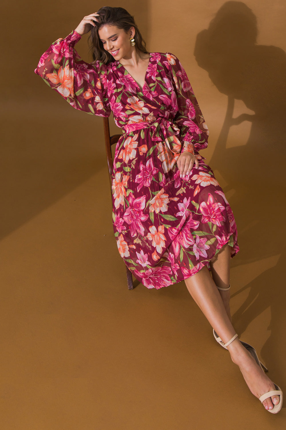 SUCH A BETTY FLORAL WOVEN MIDI DRESS
