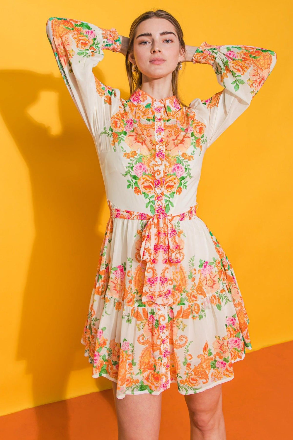 FURTHERST THING WOVEN MINI DRESS.