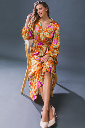 KEEP GETTING BETTER WOVEN MIDI DRESS.