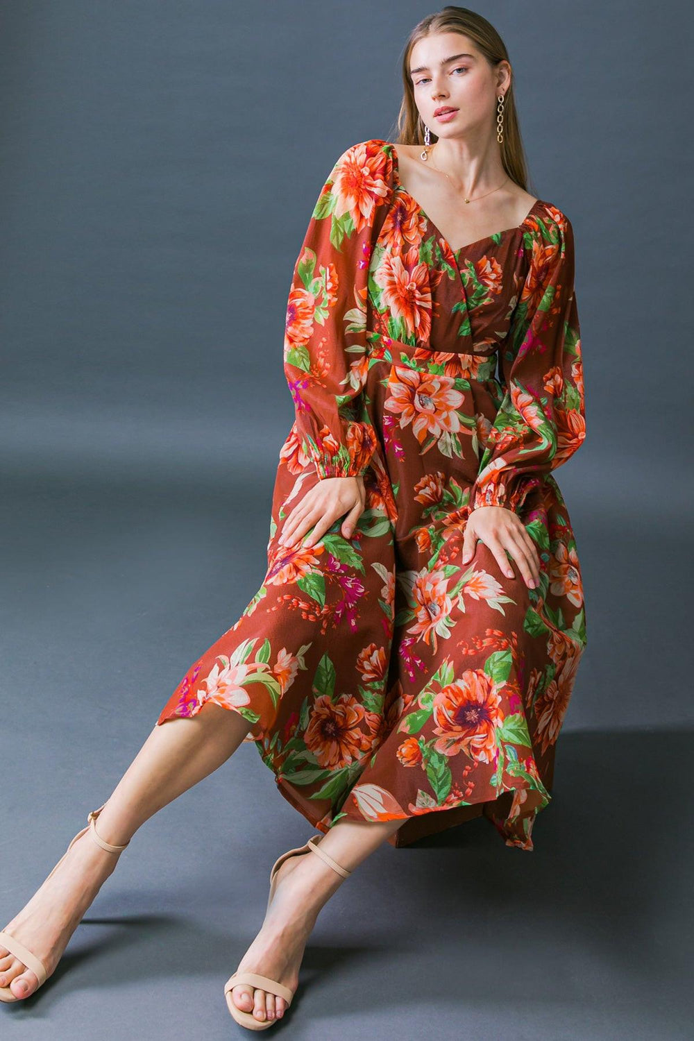 LET IT HAPPEN WOVEN ORGNZA MIDI DRESS.