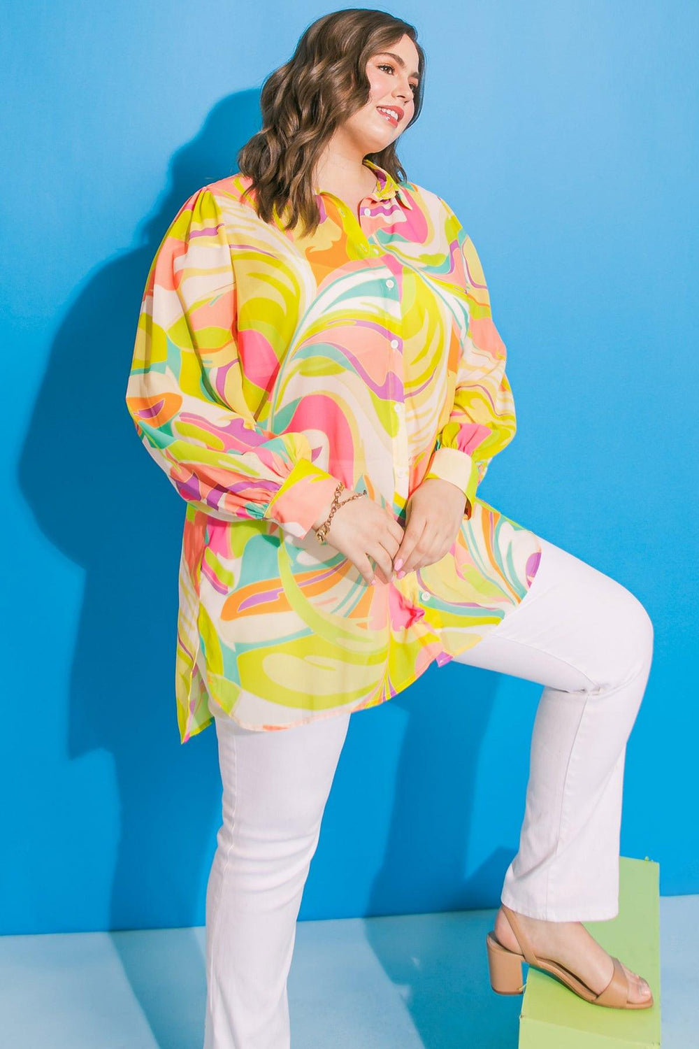 MAGIC ISLAND WOVEN TOP.