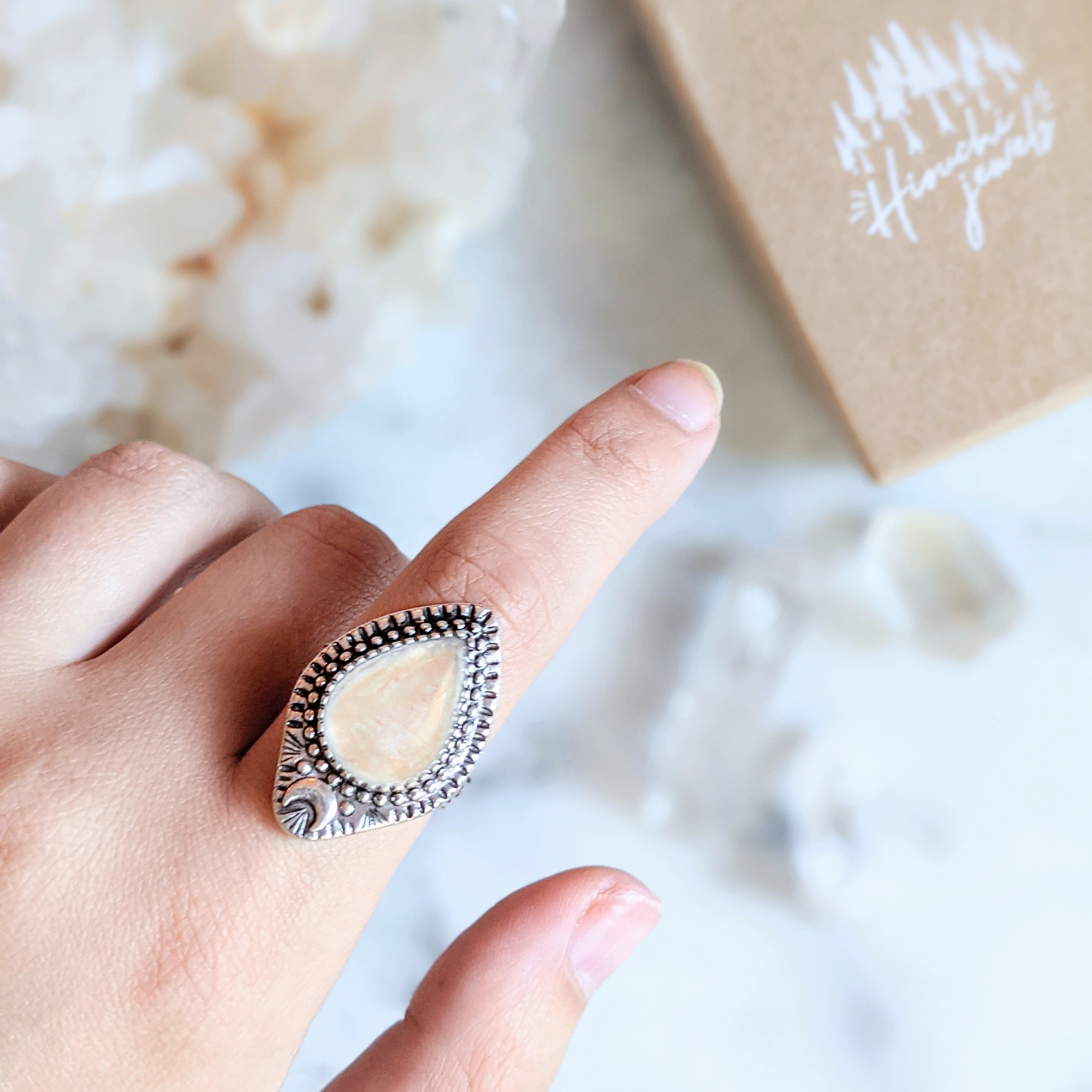 Moonlight Ring | Rainbow Quartz Crystal