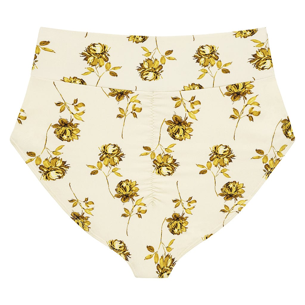 Gold Filigree Full Coverage High Rise Bikini Bottom