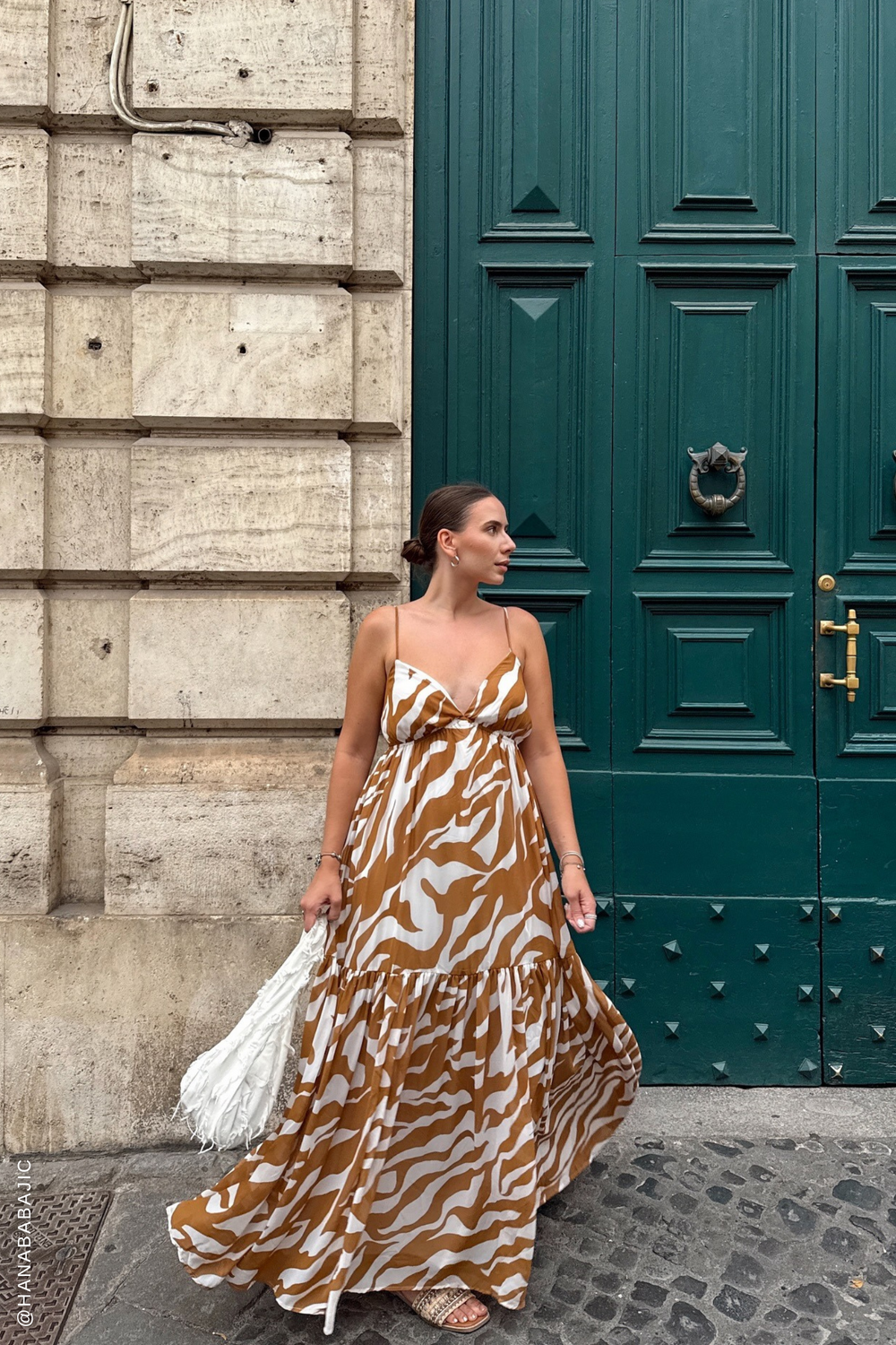 DEW KISS ALMOND WOVEN MAXI DRESS.