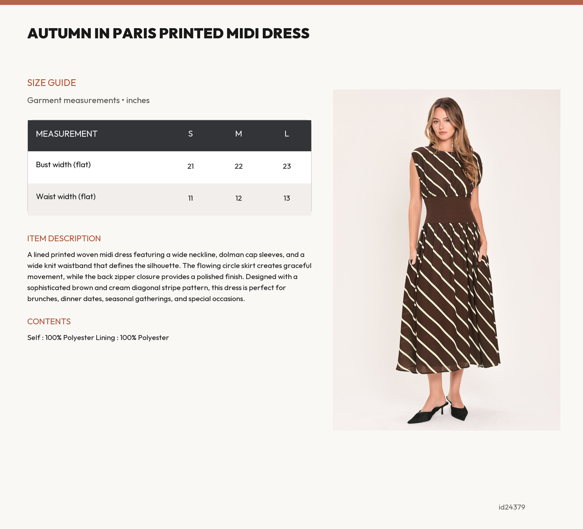 AUTUMN IN PARIS PRINTED MIDI DRESS size chart