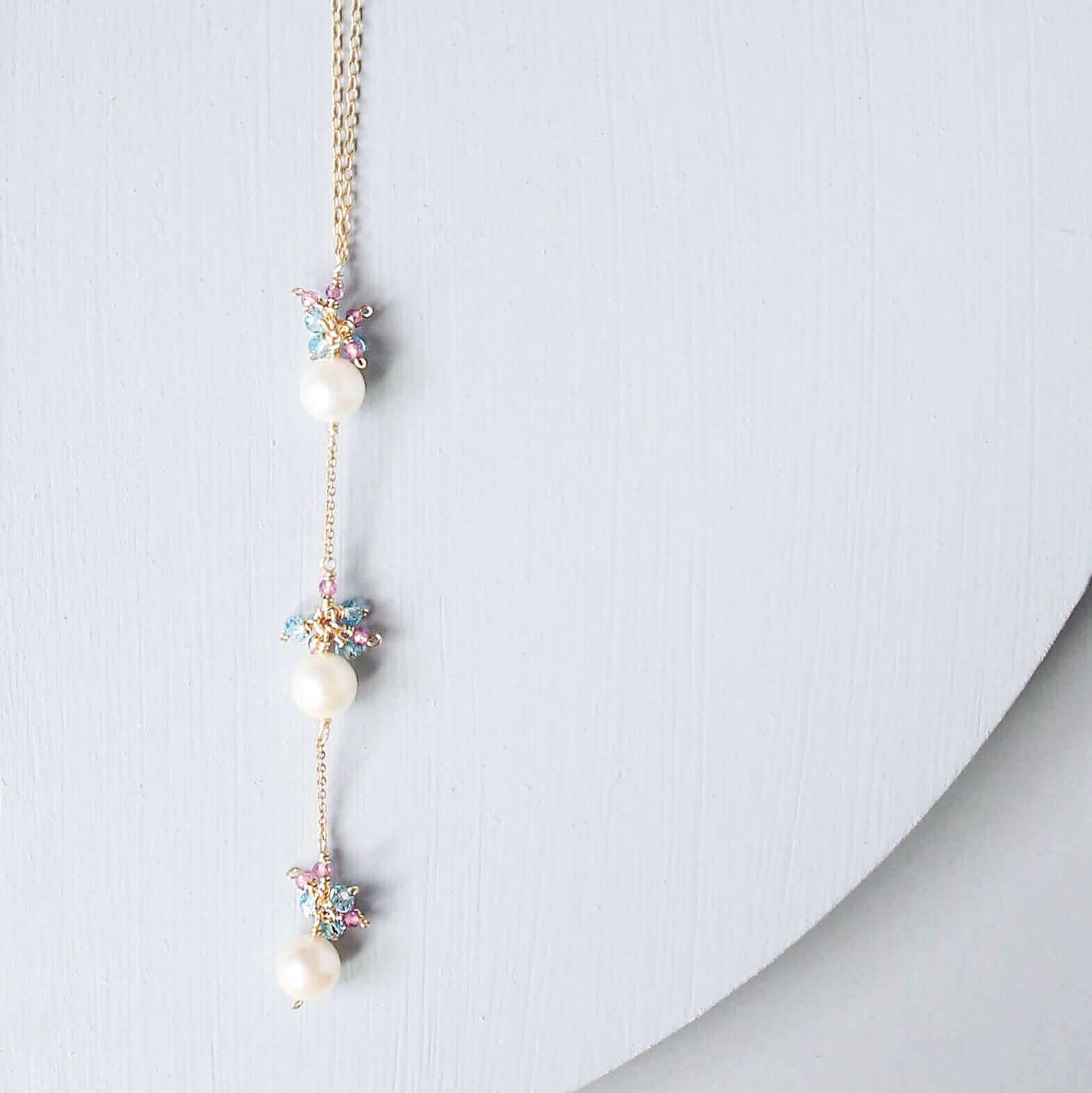 Pearl and Aquamarine Quartz Necklace