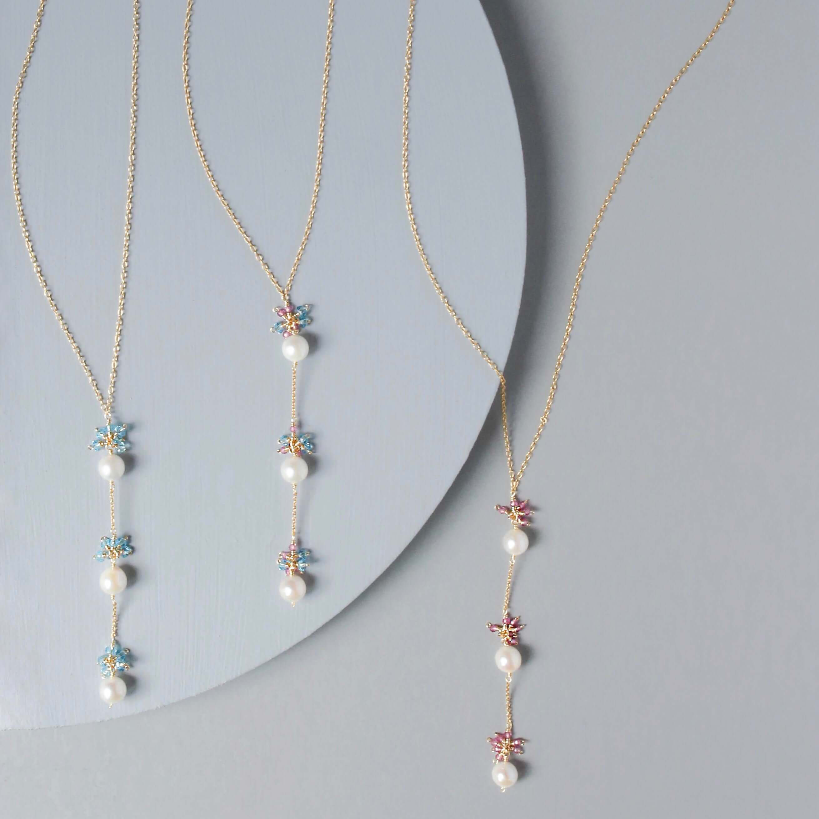 Pearl and Aquamarine Quartz Necklace