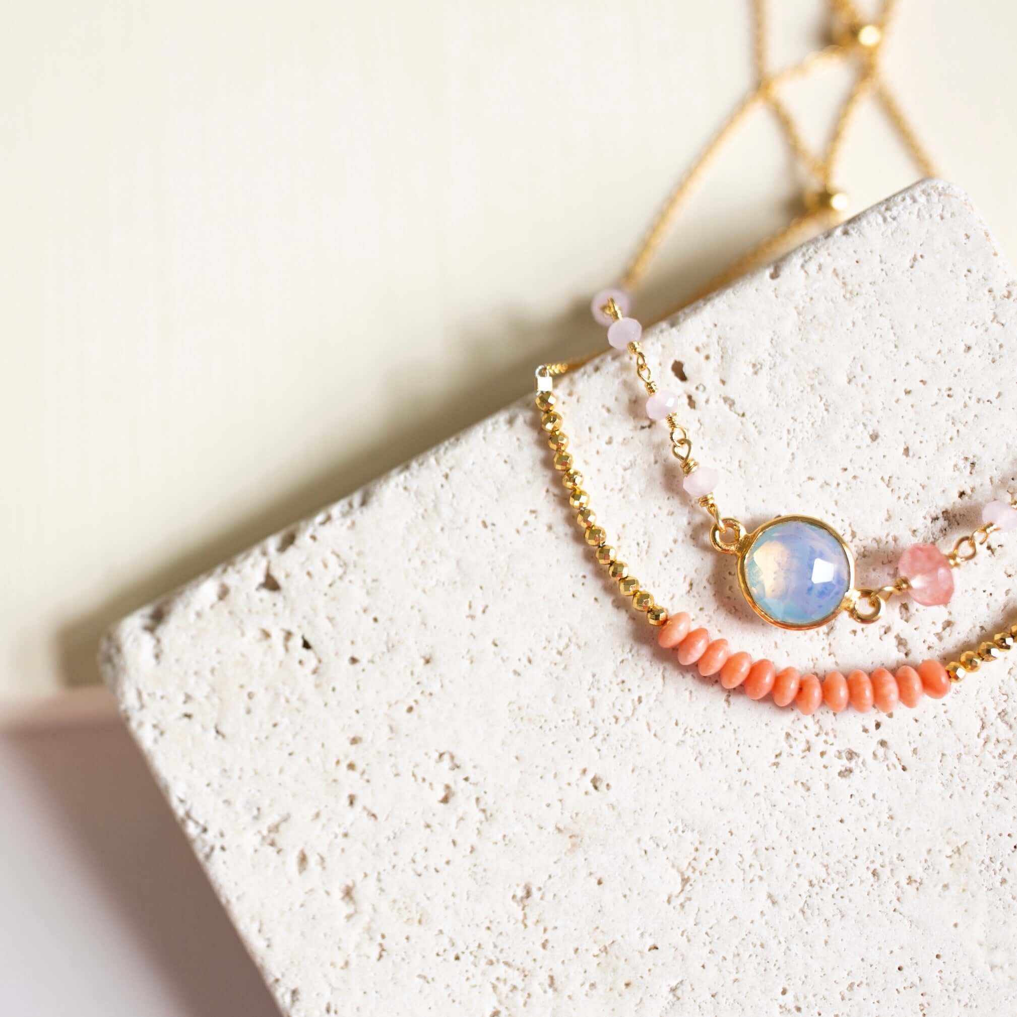 Pink Coral Adjustable Stacking Bracelet