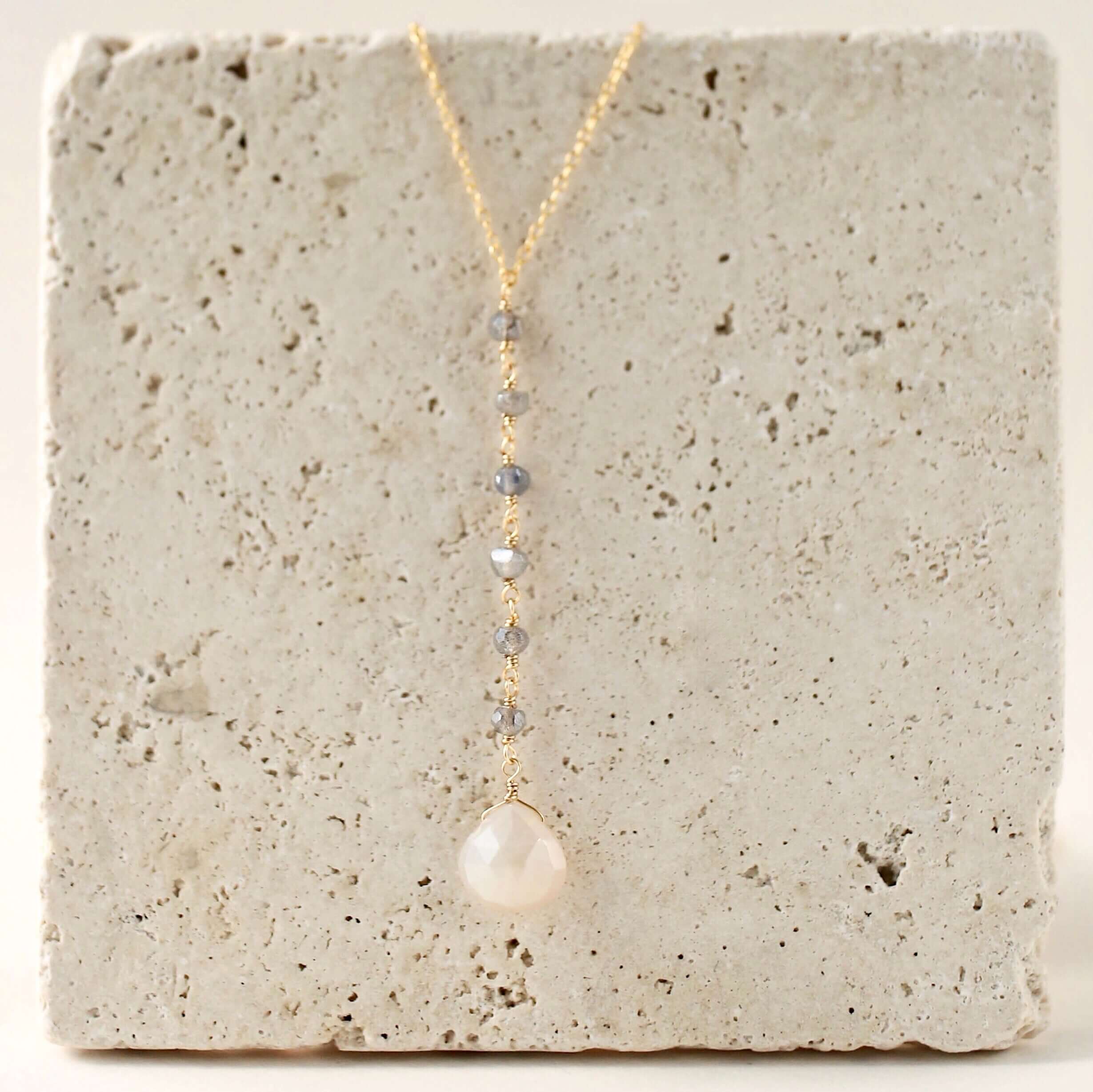 White Chalcedony Yoga Necklace