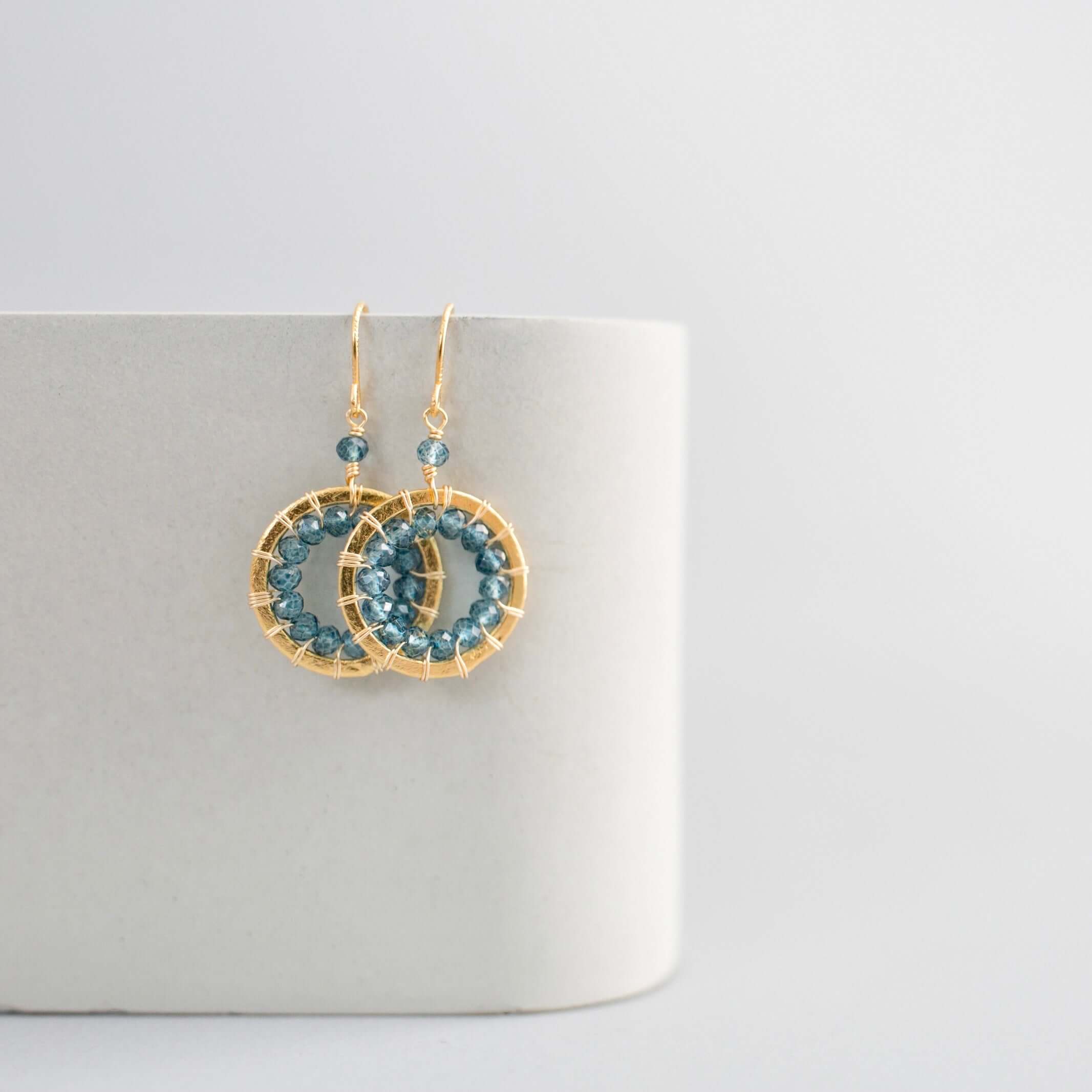 London Blue Quartz Halo Jewelry Set