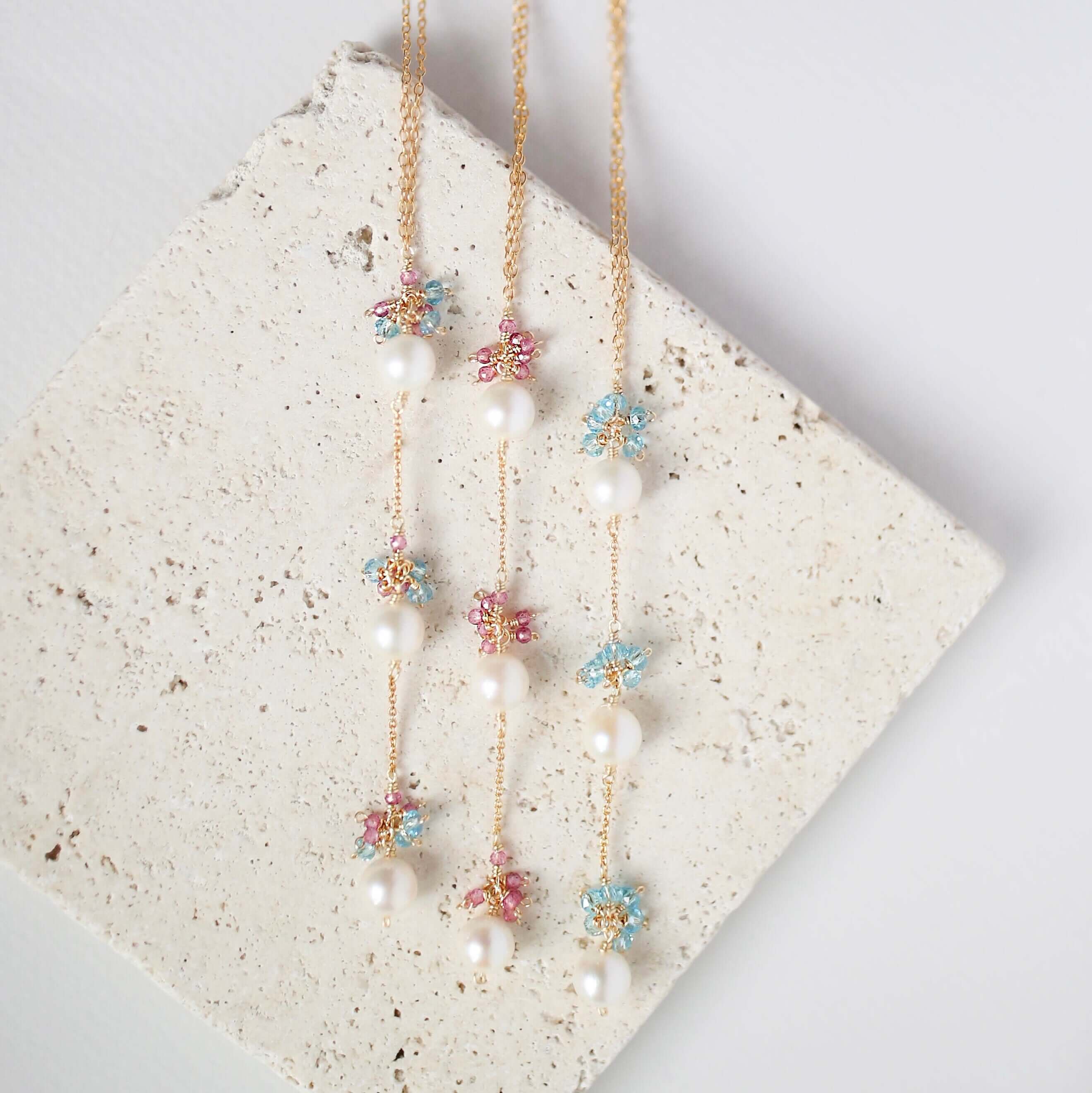 Pearl and Aquamarine Quartz Necklace