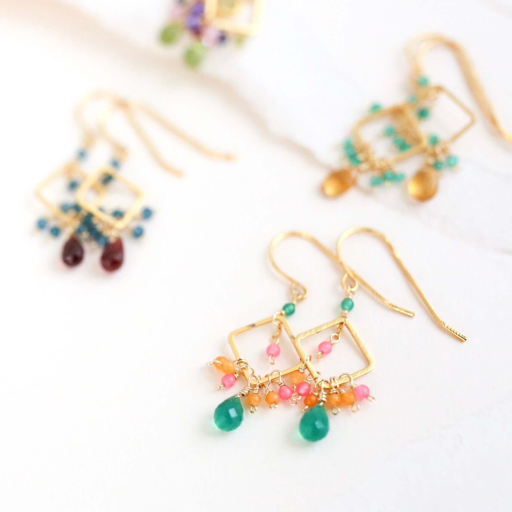 The Pixy Earring - Citrine & Green Onyx