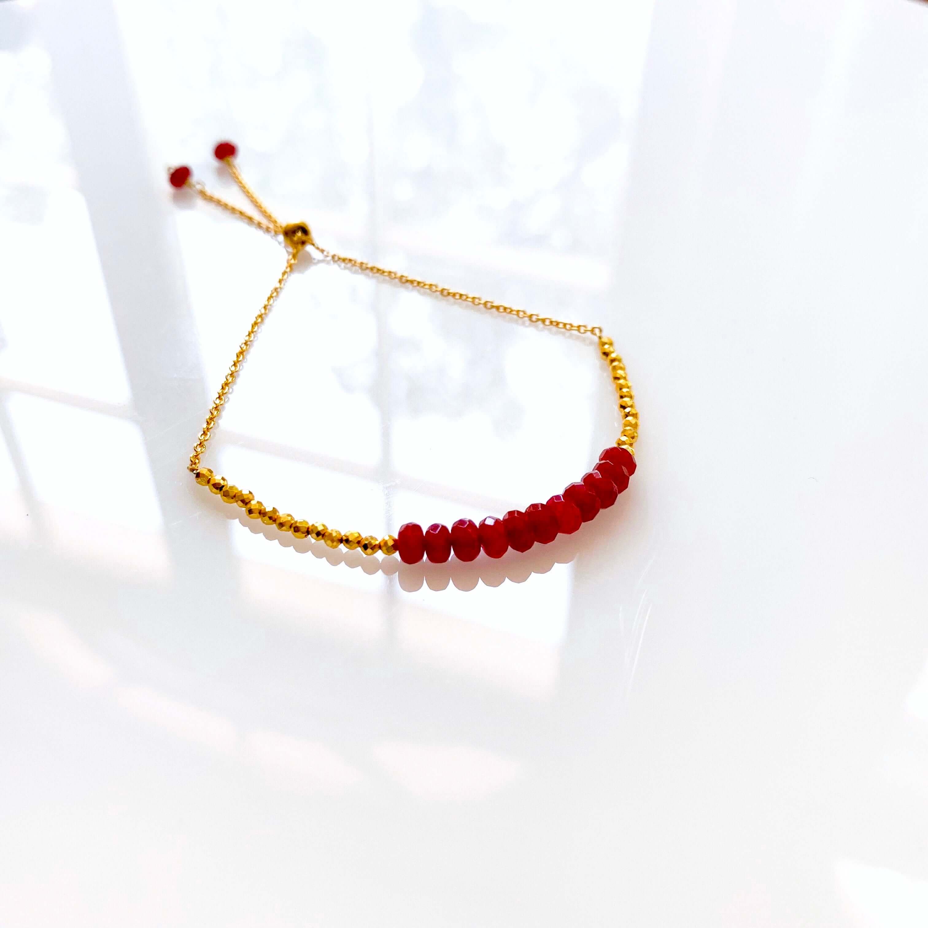 Red Jade Adjustable Stacking Bracelet