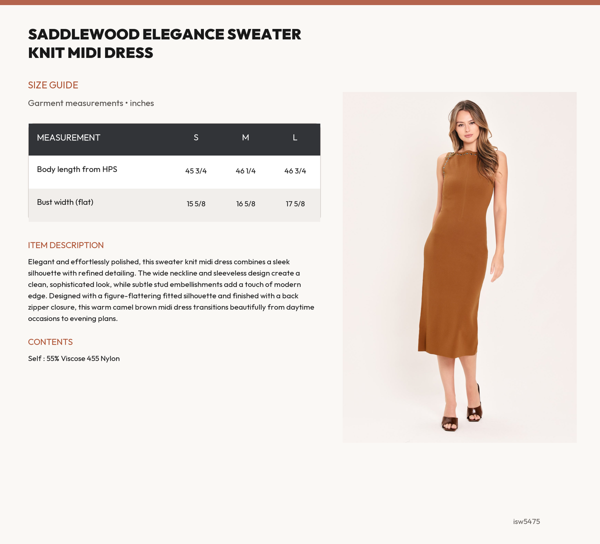 SADDLEWOOD ELEGANCE SWEATER KNIT MIDI DRESS size chart