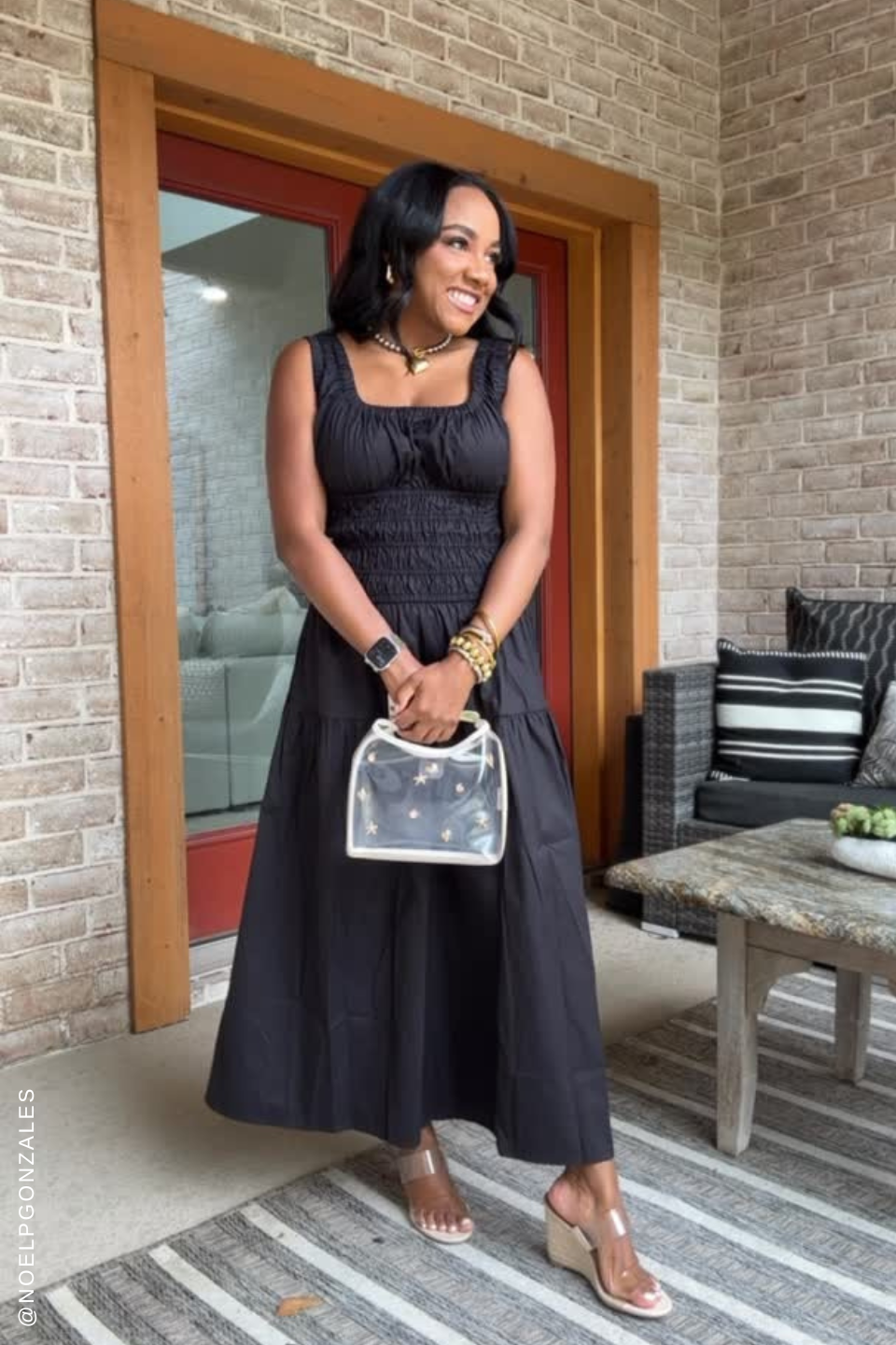 LOVELIEST LOOKS BLACK WOVEN MIDI DRESS.