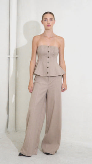 MODERN CORSET MOCHA KNIT PANTS.