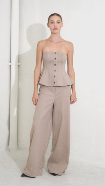 MODERN CORSET MOCHA KNIT PANTS.