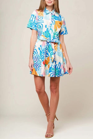 GARDEN SOCIAL WOVEN MINI DRESS.