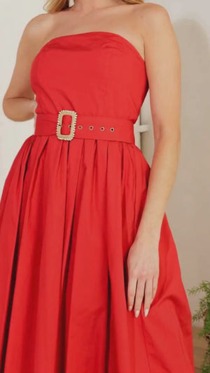 DAYS THAT FADE WOVEN MIDI DRESS.