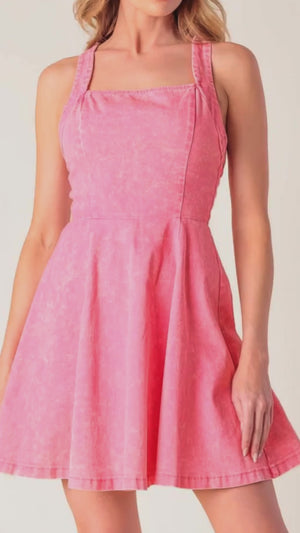 HIBISCUS HIDEAWAY WOVEN MINI DRESS.
