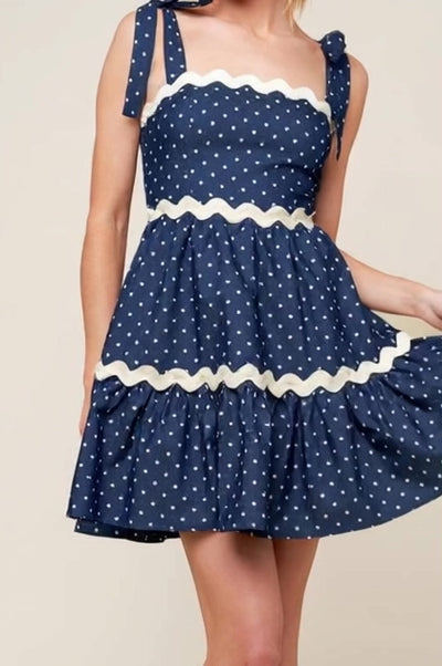 DIVINELY DOTTED WOVEN MINI DRESS.