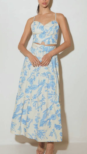 URBAN CHARM WOVEN CAMI TOP AND SKIRT SET.