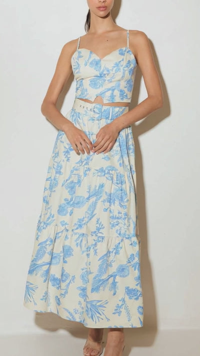 URBAN CHARM WOVEN CAMI TOP AND SKIRT SET.