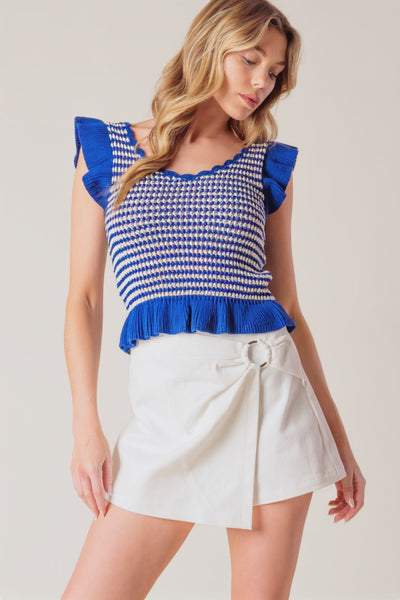 OUT WEST BLUE SWEATER KNIT TOP.