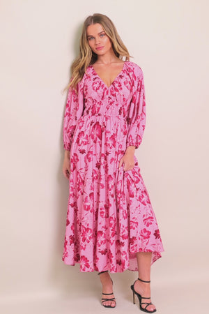 HONEY BUN MOUVE WOVEN MIDI DRESS.