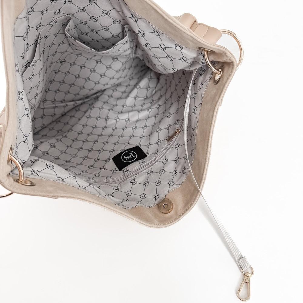 Rosalie Rivet Suede Hobo Bag.