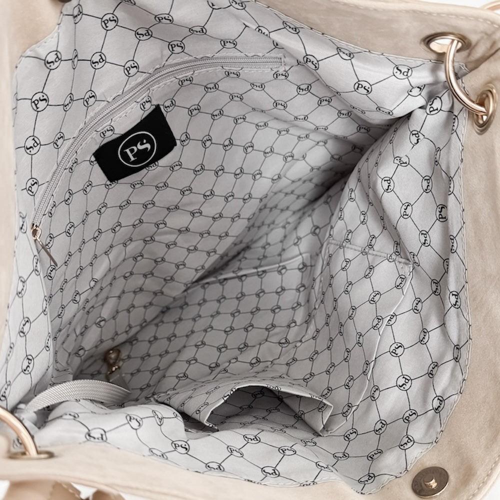 Rosalie Rivet Suede Hobo Bag.