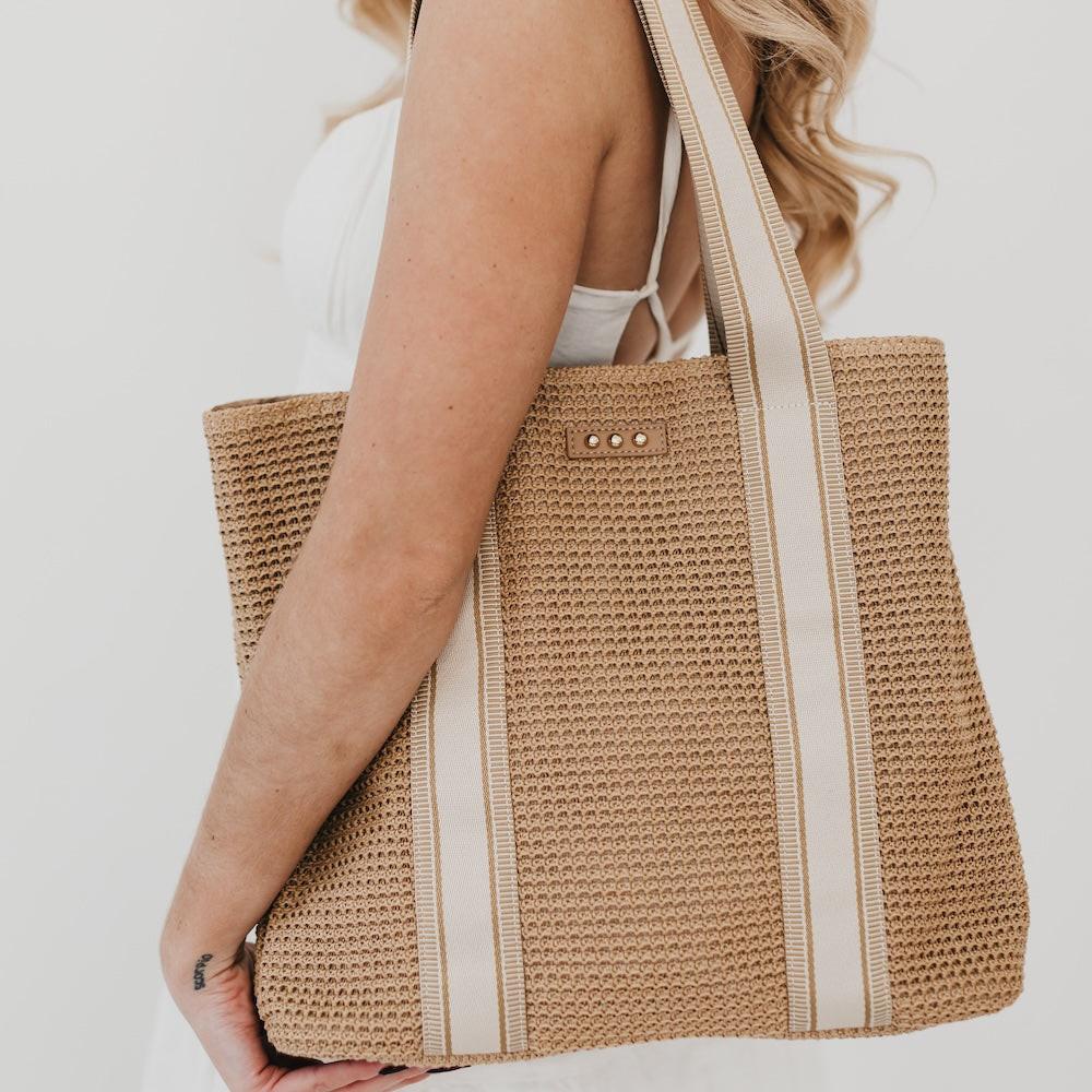 Ruby Raffia Tote Bag.