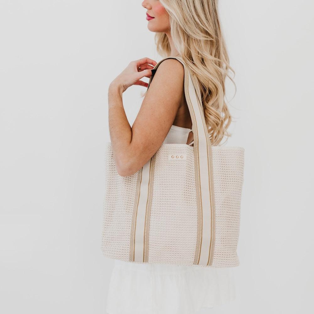 Ruby Raffia Tote Bag.