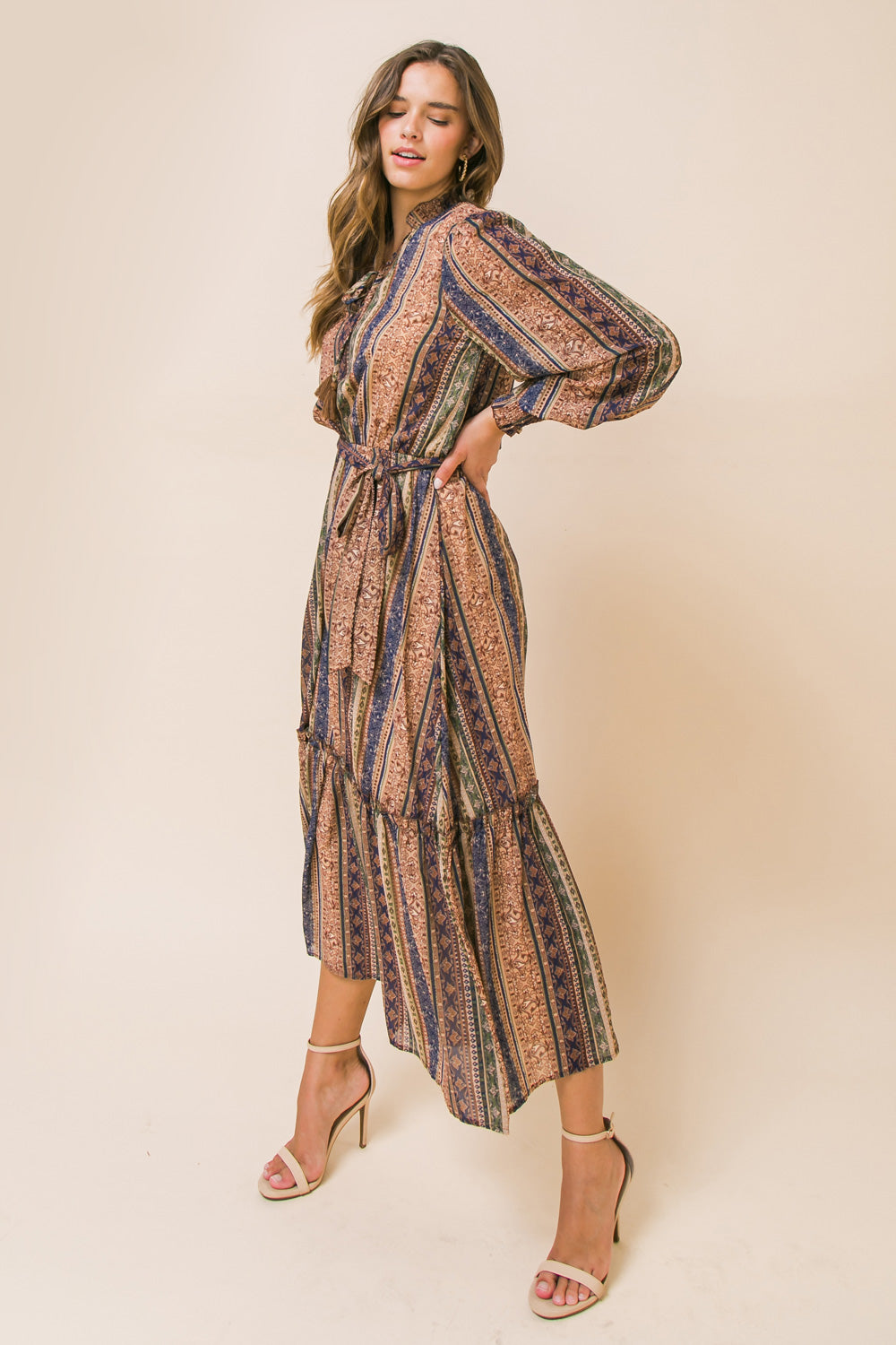 COVERED BY LOVE WOVEN MIDI DRESS