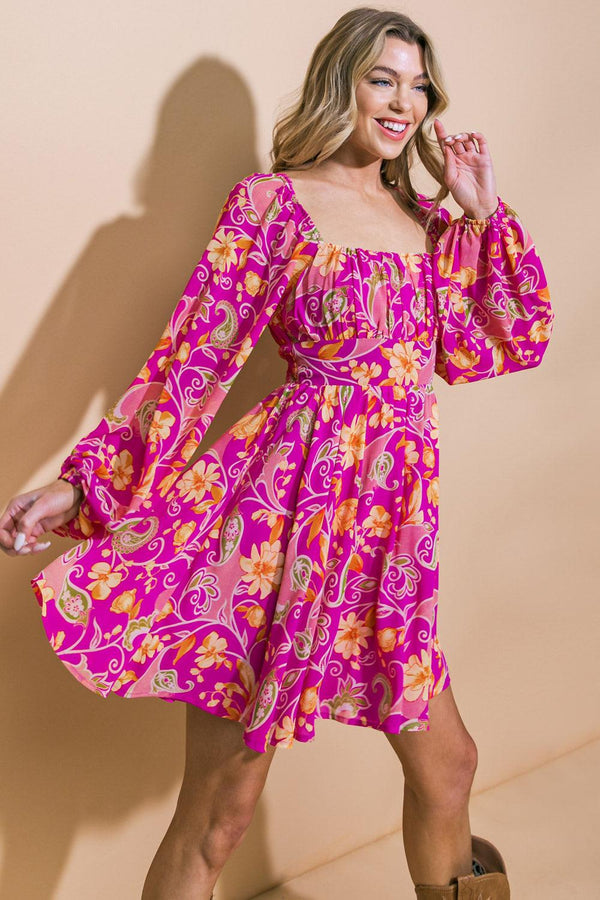 THRIVING ALL NIGHT WOVEN MINI DRESS.