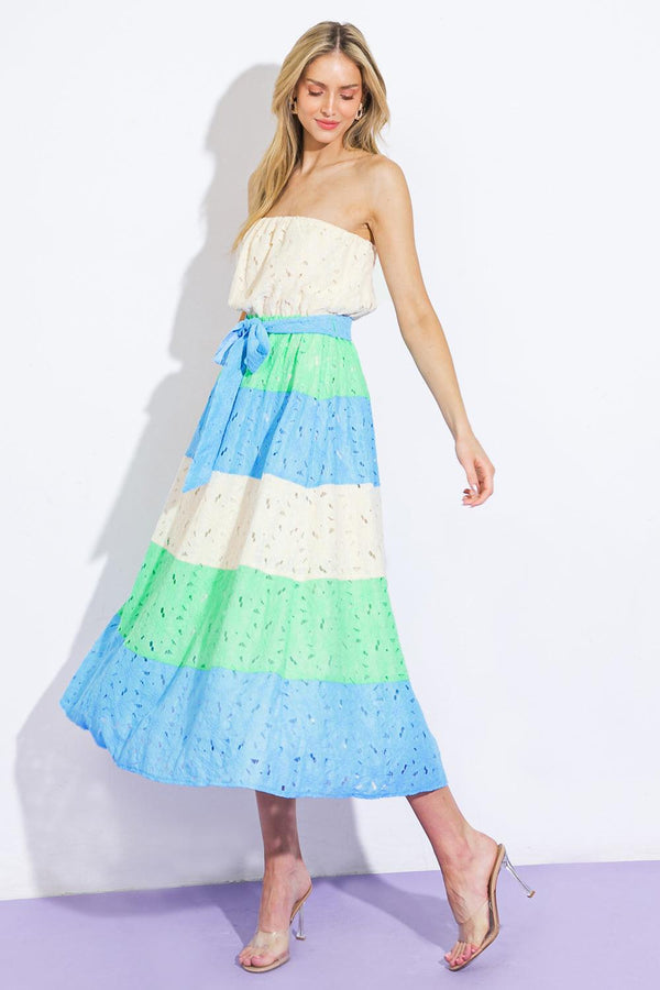 TAKE ME TO CABO WOVEN MIDI DRESS.