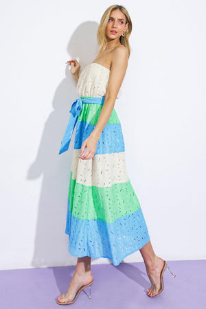 TAKE ME TO CABO WOVEN MIDI DRESS.