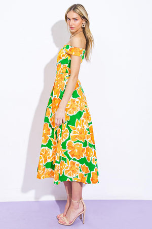 WHERE I WANT TO BE TWILL MIDI DRESS.