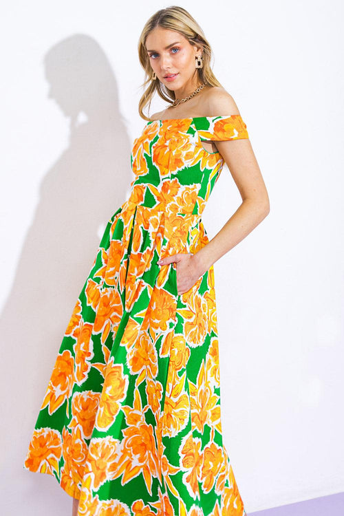 WHERE I WANT TO BE TWILL MIDI DRESS.