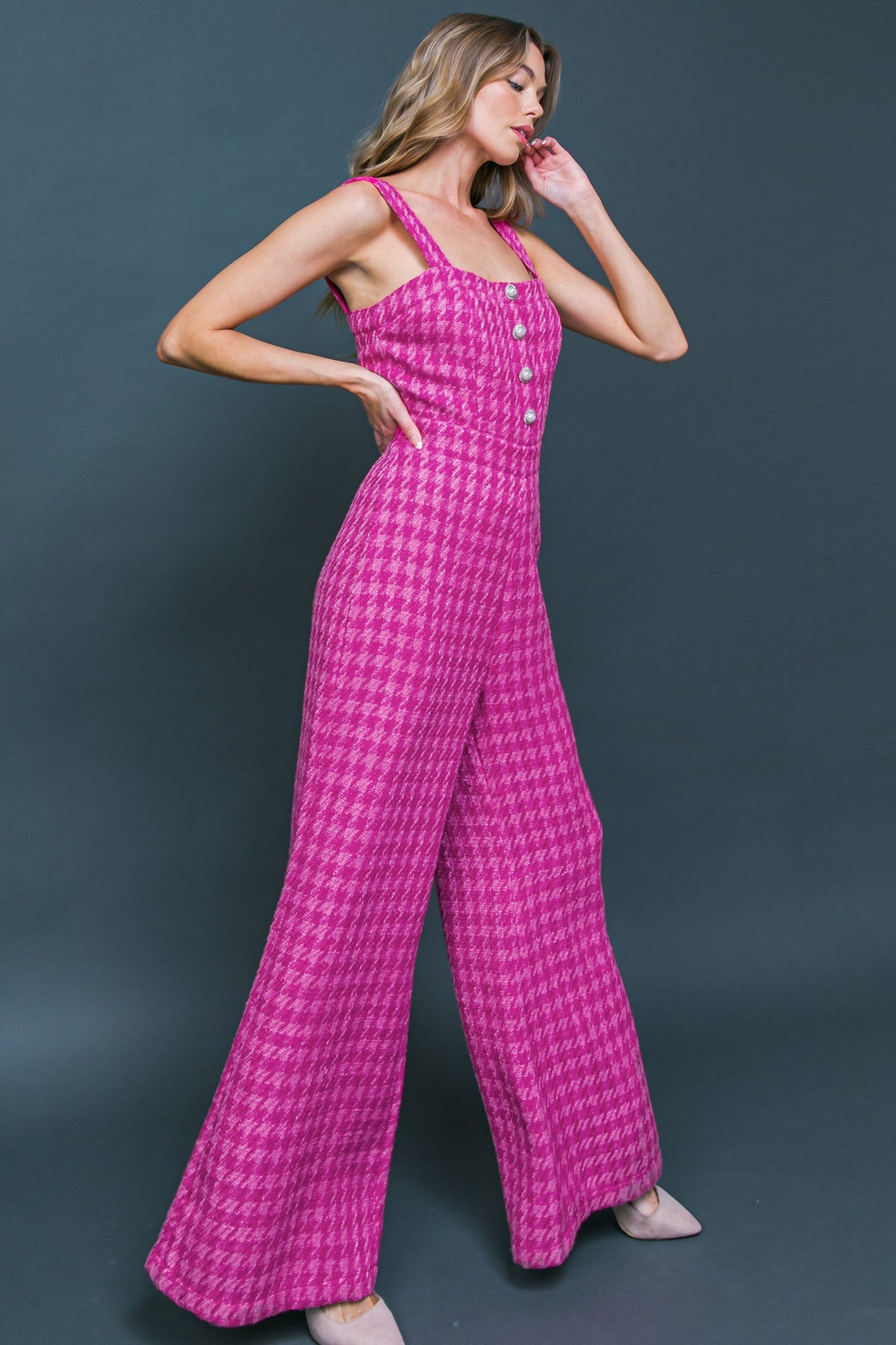COOL GIRL STATUS TWEED JUMPSUIT