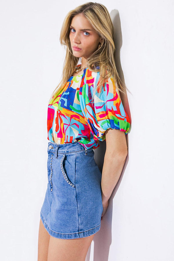 GRACEFUL BEAUTY WOVEN TOP.