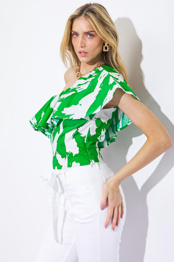 HAPPY TO BE HERE WOVEN TOP.