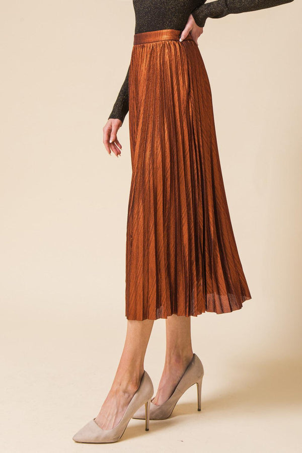 NEW ATTRACTION PLEATED MIDI SKIRT.