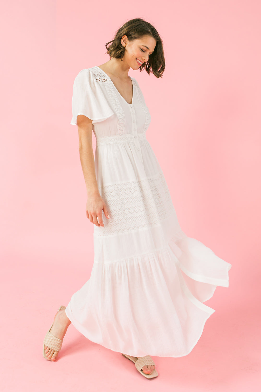 TIERS TO SUMMER IVORY WOVEN MAXI DRESS